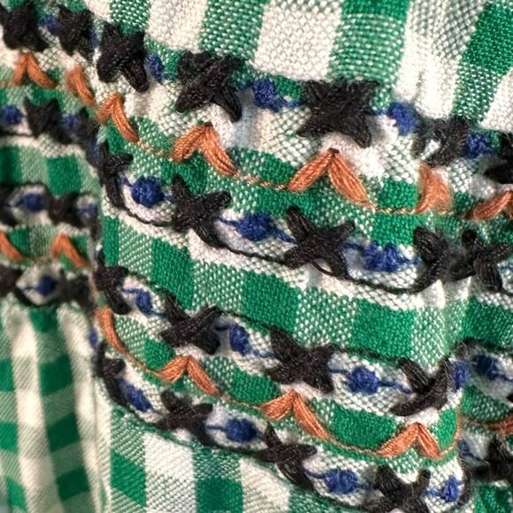 Free People Bohemian Embroidered Gingham Seersucker Cass Maxi Dress Green Small - Picture 10 of 16